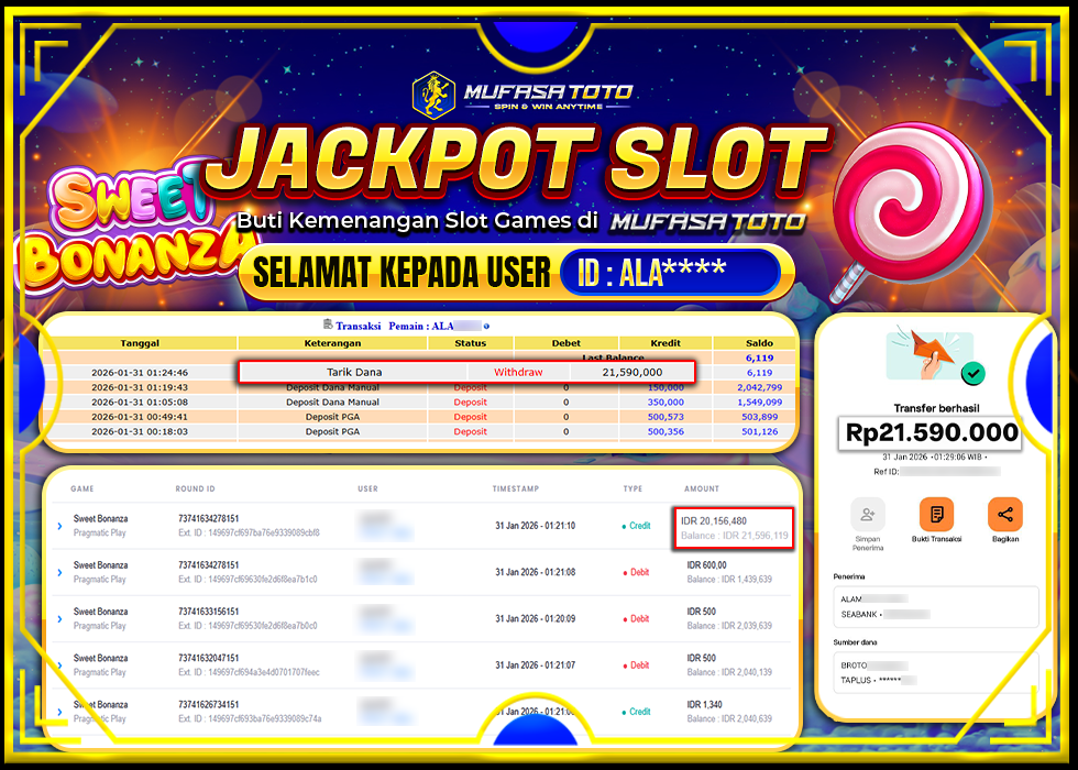 MUFASATOTO JACKPOT PRAGMATIC PLAY Rp.21.590.000 |LUNAS